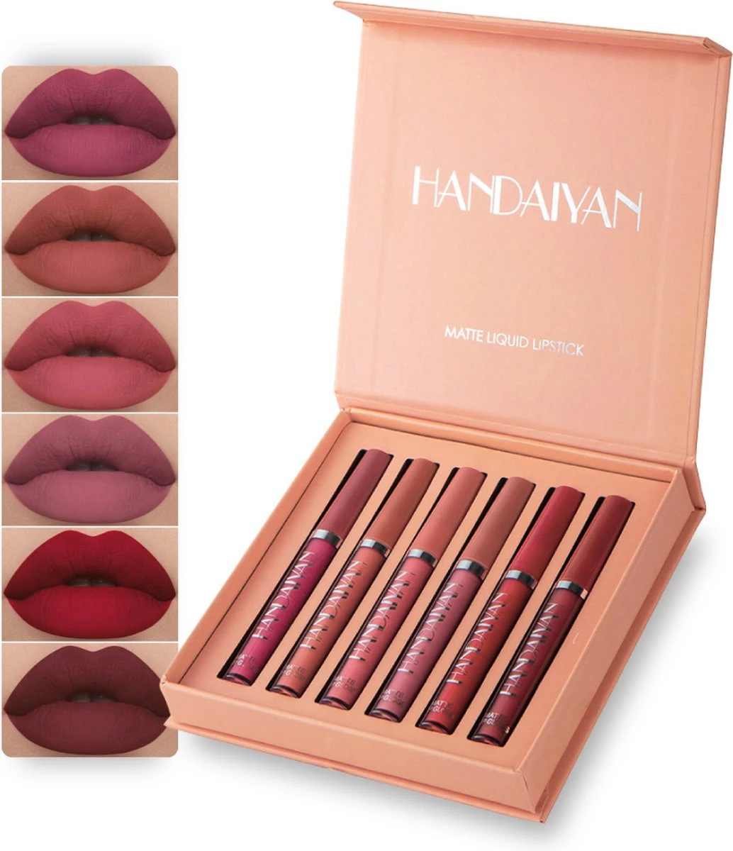 Handaiyan Liquid Lipsticks Set A - Set Van 6 - Matte Lippenstift - Waterproof - Make Up Set - Geschenkset - Giftset 1 Handaiyan Liquid Lipsticks Set A - Set Van 6 - Matte Lippenstift - Waterproof - Make Up Set - Geschenkset - Giftset