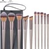 San Vitale® - Luxe Professionele Make Up Kwasten Set - Make Up Brush - Vegan Penselen - Inclusief Pouch - Make Up Pouch Met 10-delig Penselen Set - Champagne/goud