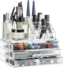 Relaxdays Make-up Organizer Klein - Stapelbaar - Sieradendoosje - Cosmetica - Opbergbox - Wit -Mode Cosmetica Winkel 1108x1200 4
