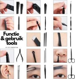 ⭐ATV PERFECTUM Luxe 18-delige - Manicure Set - Zwart Manicureset - Manicure Setje Pedicureset - Nagelschaartje - Nagelknipper – Nagelknipper Set - Manicureset - Manicuresetje -Mode Cosmetica Winkel 1147x1200 1