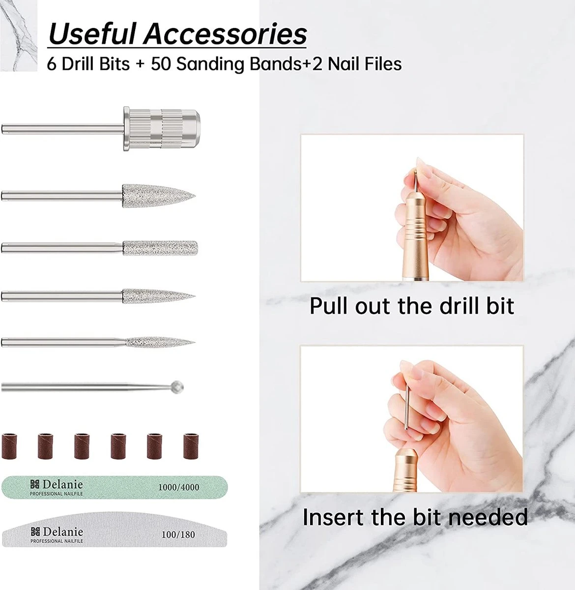 Nagelfrees – Nagelvijl – Elektrische Nagelvijl – Automatische Nagelvijl – Manicure En Pedicure – Nagelsalon - Electric Nail File 2 Nagelfrees – Nagelvijl – Elektrische Nagelvijl – Automatische Nagelvijl – Manicure En Pedicure – Nagelsalon - Electric Nail File - Afbeelding 2