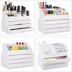 Relaxdays Make-up Organizer Klein - Stapelbaar - Sieradendoosje - Cosmetica - Opbergbox - Wit -Mode Cosmetica Winkel 1198x1200 41