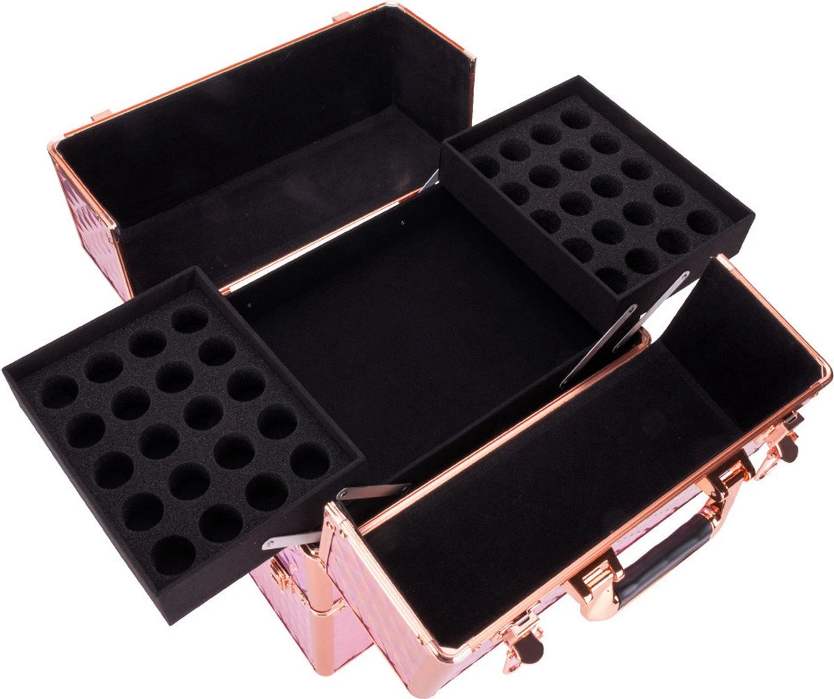 Koffer Groot Holo/Golden Rose XXL Met Opbergvakken 6 Koffer Groot Holo/Golden Rose XXL Met Opbergvakken - Afbeelding 6