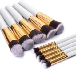 Evvie Set Van 10 Make-up Kwasten Kabuki - Wit-Goud -Mode Cosmetica Winkel 1200x1087 1