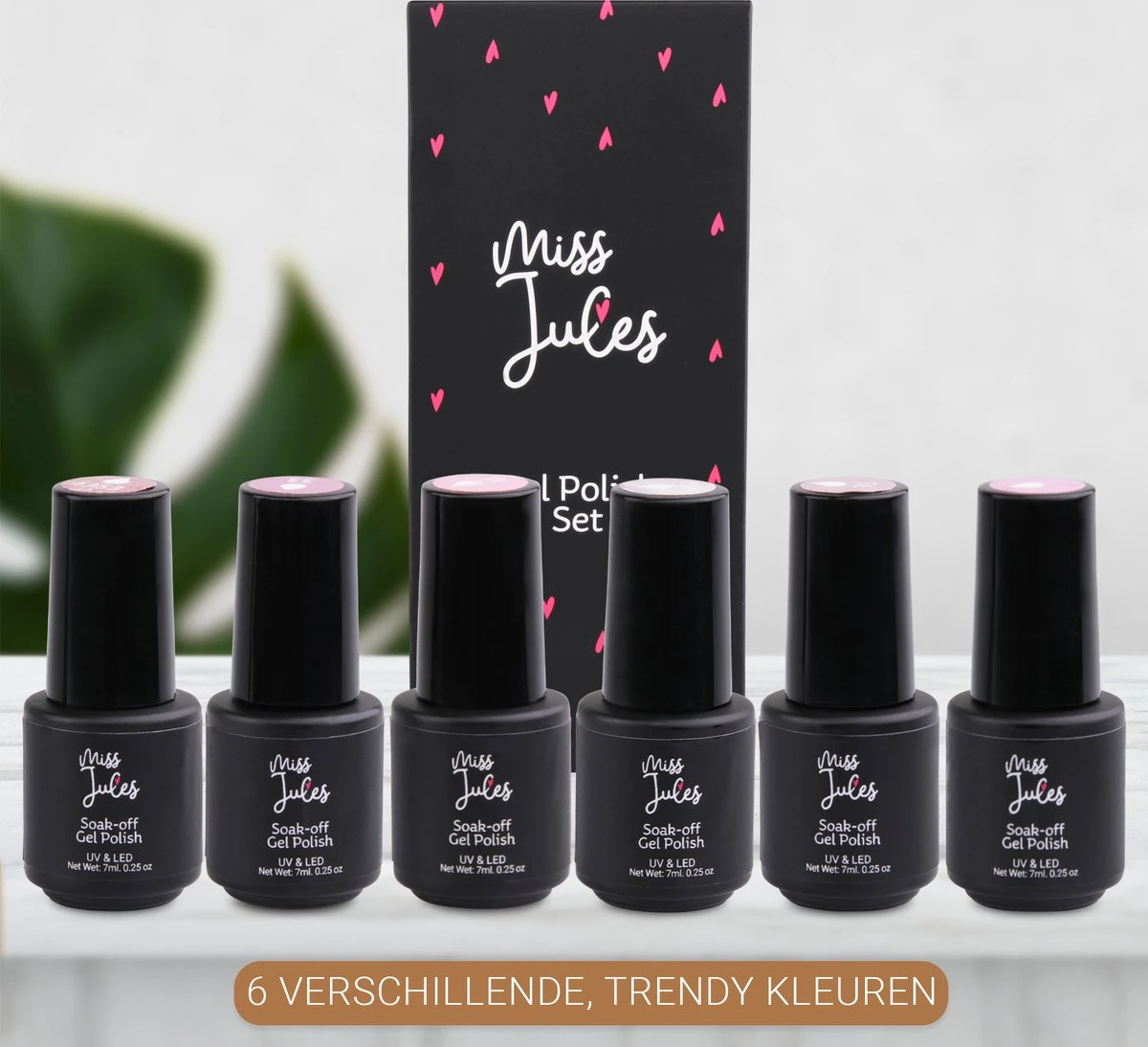 Miss Jules - 6-Delige Gellak Starterspakket - Nagellak - Kleur Rood & Roze - Glanzend & Dekkend Resultaat 2 Miss Jules - 6-Delige Gellak Starterspakket - Nagellak - Kleur Rood & Roze - Glanzend & Dekkend Resultaat - Afbeelding 2