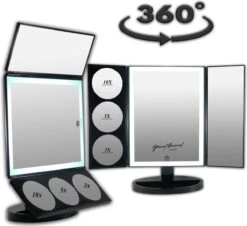 Grote Drieluik LED Make-up Spiegel Touch Knop En Dimmer 1, 3, 5 En 10 Maal Vergroting Inclusief Usb Kabel, Spiegels -Mode Cosmetica Winkel 1200x1096 6