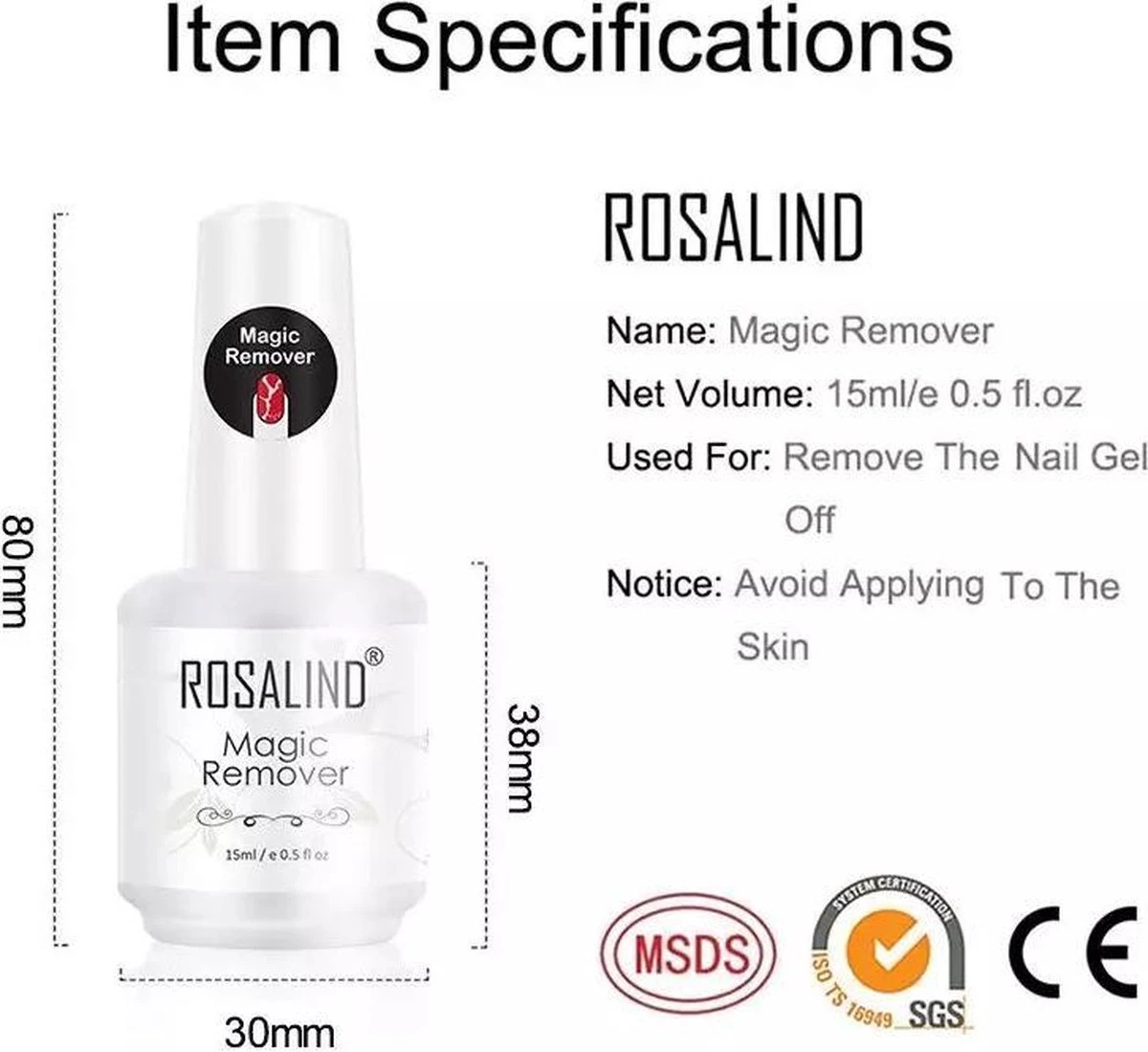 Rosalind Magische Gellak Remover Set - Inclusief Gratis Bokkenpootje + Vijl - 15 Ml Nail Polish Remover 2 Rosalind Magische Gellak Remover Set - Inclusief Gratis Bokkenpootje + Vijl - 15 Ml Nail Polish Remover - Afbeelding 2