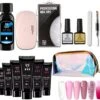 Elvi Polygel Starterskit - Complete Set Inc. USB UV/Led Mini Lamp-Nagelverlenging- Polygel 6 X 15g Perfecte Kleuren Roze - Polyacryl UV Nagellak-Quick Extension Temperature Color Changing UV Gel Pink