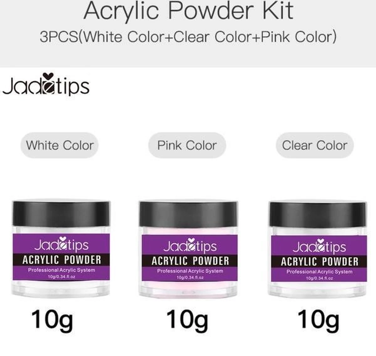 Acrylnagels Set | Nail Art | Liquid MMA Free | Wit, Roze & Transparant 5 Acrylnagels Set | Nail Art | Liquid MMA Free | Wit, Roze & Transparant - Afbeelding 5