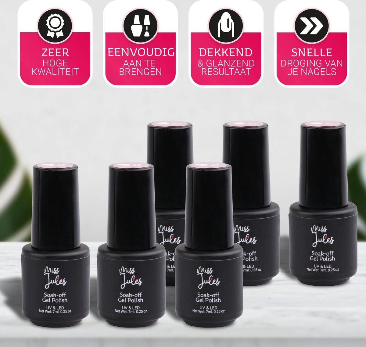 Miss Jules - 6-Delige Gellak Starterspakket - Nagellak - Kleur Rood & Roze - Glanzend & Dekkend Resultaat 3 Miss Jules - 6-Delige Gellak Starterspakket - Nagellak - Kleur Rood & Roze - Glanzend & Dekkend Resultaat - Afbeelding 3