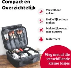 Mmoods Make-up Koffer – Make Up Tas Reizen – Makeup Organizer Verstelbaar -Beautycase Waterdicht – Make-up Tasje Voor Onderweg – Toilettas Voor Cosmetica Zwart -Mode Cosmetica Winkel 1200x1150 13