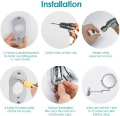 Auxmir Cosmetische Spiegel Met 1X / 10X Vergroting LED Verlichting, Dimbare Make-up Spiegel Met Touch Schakelaar USB Oplaadbare, Scheerspiegel 360 ° Draaibare Muurbeugel Voor Badkamer, Spa En Hotel -Mode Cosmetica Winkel 1200x1155 13