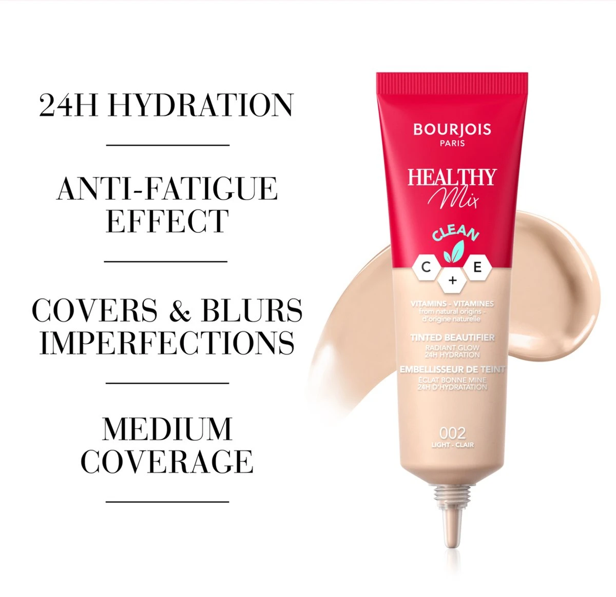 Bourjois Healthy Mix Clean Tinted Beautifier Foundation 002 Light 6 Bourjois Healthy Mix Clean Tinted Beautifier Foundation 002 Light - Afbeelding 6