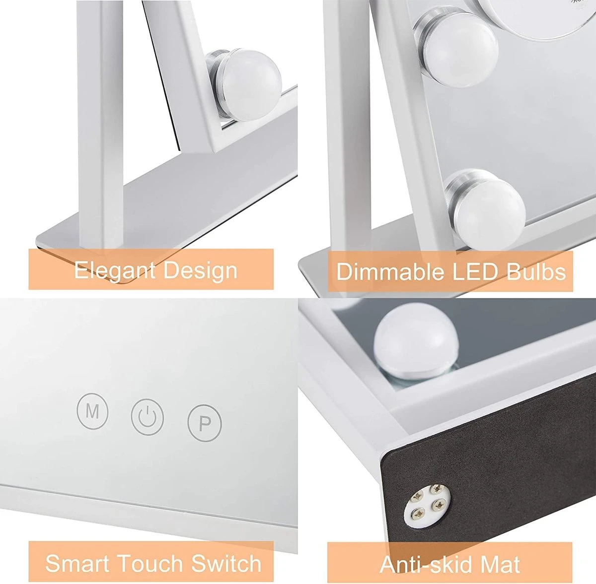 Bright Beauty Vanity Make Up Spiegel Met Verlichting - Zwart - Dimbaar Met Drie Lichtstanden 3 Bright Beauty Vanity Make Up Spiegel Met Verlichting - Zwart - Dimbaar Met Drie Lichtstanden - Afbeelding 3