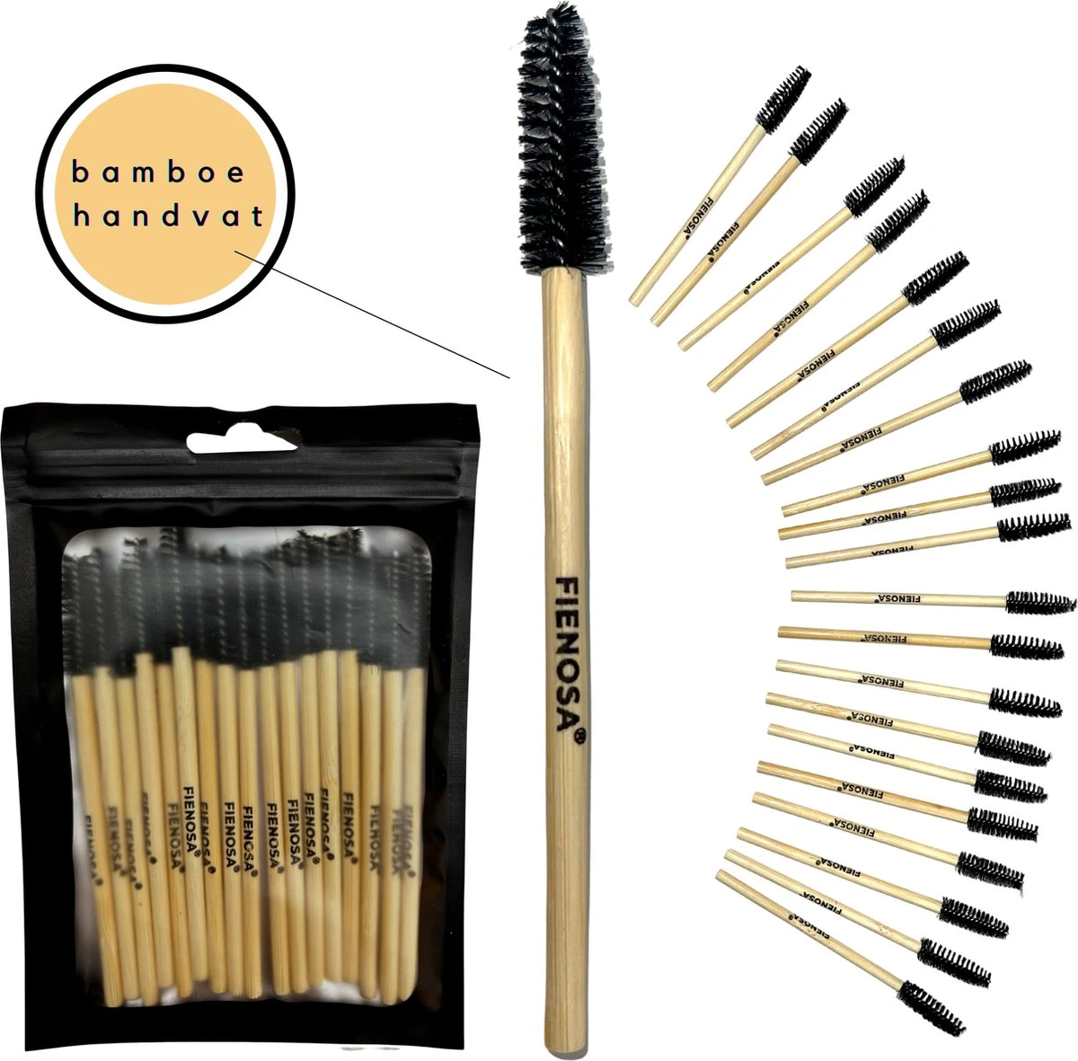 Bamboe Wimper Borsteltjes - Wenkbrauw Borstel - 20 Stuks - Wimper Extensions - Bamboe Handvat - Ideaal In Gebruik - Fienosa 1 Bamboe Wimper Borsteltjes - Wenkbrauw Borstel - 20 Stuks - Wimper Extensions - Bamboe Handvat - Ideaal In Gebruik - Fienosa