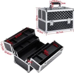 Make-upkoffer, Kapperskoffer, Cosmeticakoffer, Lege Nagelkoffer, Multikoffer, Afsluitbaar Voor Nageldesign/massageolie/fotoapparatuur, 34,7 X 22,2 X 25 Cm HMTM-YAHEE-411176 -Mode Cosmetica Winkel 1200x1185 12