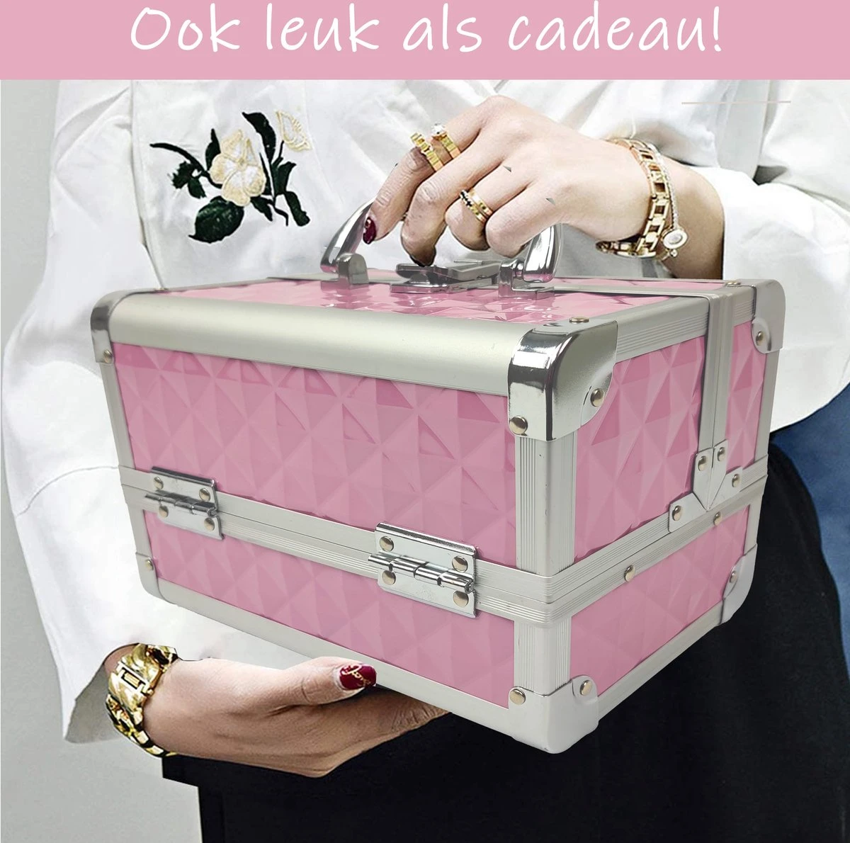 Make Up Koffer Meisjes En Dames Roze - Make Up Organizer Met Spiegel - Cosmetica Koffer - Beautycase Koffer 2 Make Up Koffer Meisjes En Dames Roze - Make Up Organizer Met Spiegel - Cosmetica Koffer - Beautycase Koffer - Afbeelding 2