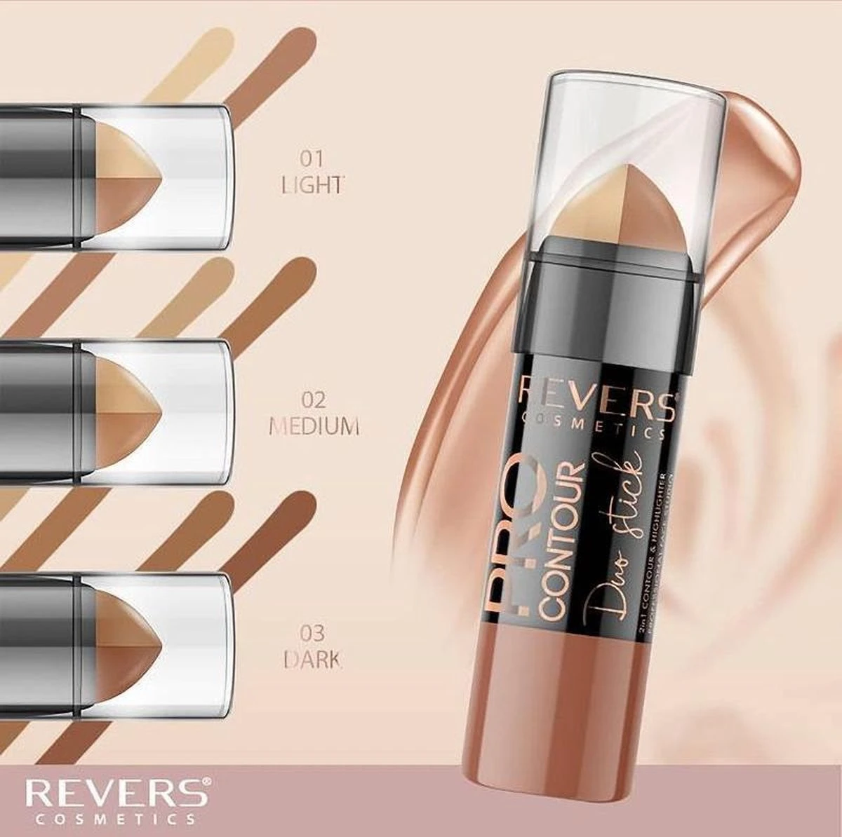 REVERS® Pro Contour DUO Stick #02 Medium 2 REVERS® Pro Contour DUO Stick #02 Medium - Afbeelding 2