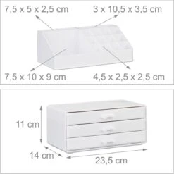 Relaxdays Make-up Organizer Klein - Stapelbaar - Sieradendoosje - Cosmetica - Opbergbox - Wit -Mode Cosmetica Winkel 1200x1198 46