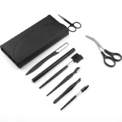Wenkbrauw Trimmer Set - 8-delig – Met Epileer Pincet, 2x Wenkbrauw Schaartje, 2x Wenkbrauwmesje, Wenkbrauw Borstel, Wenkbrauwpotlood, Spoolie – In Stevige Etui - Zwart -Mode Cosmetica Winkel 1200x1200 1077