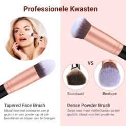 Bestope Make Up Kwasten Set Met Beauty Blenders 16 Delig - Brush Set - Kwasten Reiniger - Rosé Goud -Mode Cosmetica Winkel 1200x1200 1106