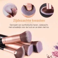 Bestope Make Up Kwasten Set Met Beauty Blenders 16 Delig - Brush Set - Kwasten Reiniger - Rosé Goud -Mode Cosmetica Winkel 1200x1200 1109