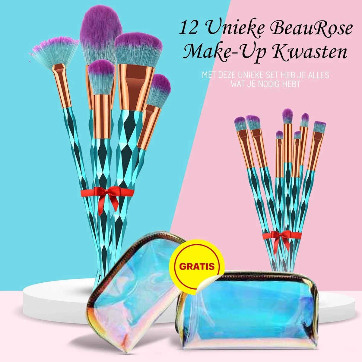 Make Up Kwasten Set - Blauwe Make Up Brush - Oogschaduw - Foundation Kwast - Poeder Kwast - Brush - Make Up - Cosmetica - Kwasten Set – Make Up Tasje - 12 Stuks - Valentijn Cadeautje Voor Haar 3 Make Up Kwasten Set - Blauwe Make Up Brush - Oogschaduw - Foundation Kwast - Poeder Kwast - Brush - Make Up - Cosmetica - Kwasten Set – Make Up Tasje - 12 Stuks - Valentijn Cadeautje Voor Haar - Afbeelding 3