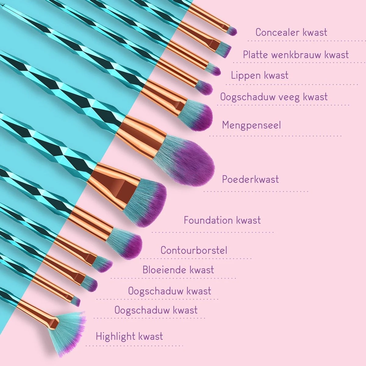 Make Up Kwasten Set - Blauwe Make Up Brush - Oogschaduw - Foundation Kwast - Poeder Kwast - Brush - Make Up - Cosmetica - Kwasten Set – Make Up Tasje - 12 Stuks - Valentijn Cadeautje Voor Haar 9 Make Up Kwasten Set - Blauwe Make Up Brush - Oogschaduw - Foundation Kwast - Poeder Kwast - Brush - Make Up - Cosmetica - Kwasten Set – Make Up Tasje - 12 Stuks - Valentijn Cadeautje Voor Haar - Afbeelding 9