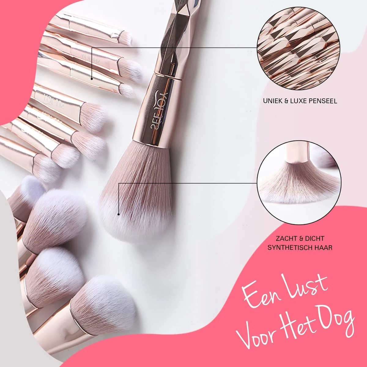 BeauRose Make Up Kwasten Set - Make Up Brush - Oogschaduw - Foundation Kwast - Poeder Kwast - Brush - Make Up - Cosmetica - Kwasten Set – Make Up Tasje - 12 Stuks 4 BeauRose Make Up Kwasten Set - Make Up Brush - Oogschaduw - Foundation Kwast - Poeder Kwast - Brush - Make Up - Cosmetica - Kwasten Set – Make Up Tasje - 12 Stuks - Afbeelding 4