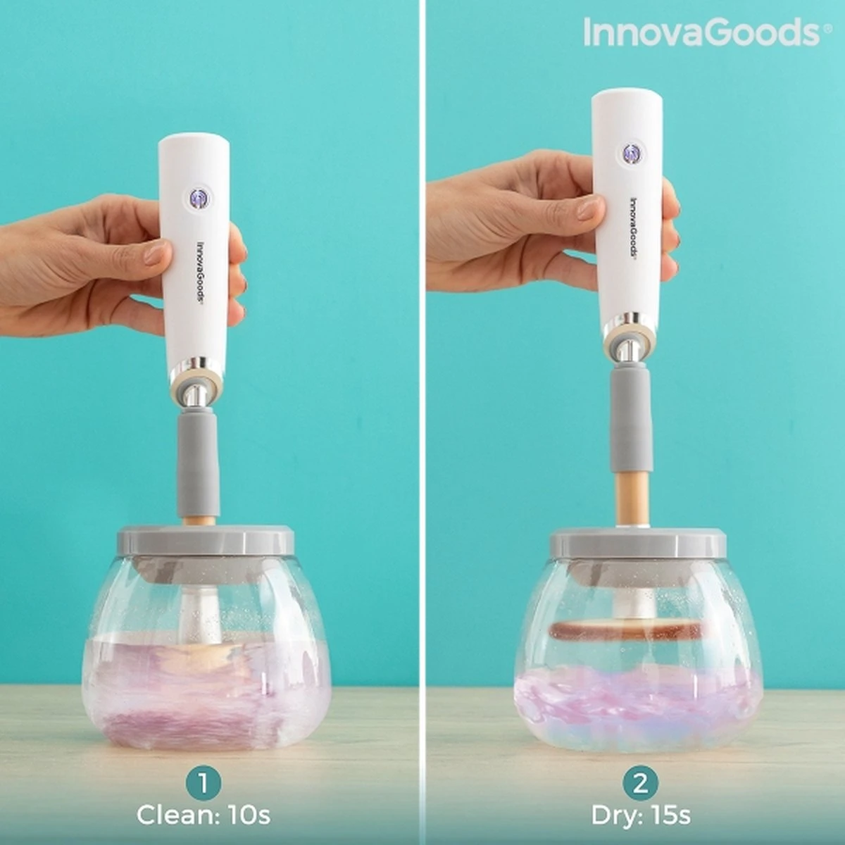 Innovagoods Luxe Make-up Kwastenreiniger - Elektrisch - Reinigen én Drogen - Draadloos - Make-up Borstels Schoonmaken 7 Innovagoods Luxe Make-up Kwastenreiniger - Elektrisch - Reinigen én Drogen - Draadloos - Make-up Borstels Schoonmaken - Afbeelding 7