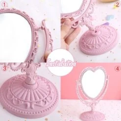 Merkloos Makeup Spiegel - Dubbelzijdig - Luxe - Draagbaar - Reis Make-up Spiegel - Roze -Mode Cosmetica Winkel 1200x1200 1323