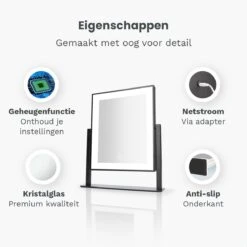 Mirlux Hollywood Spiegel Met Verlichting - Make Up - Visagie - Dimbaar LED Lampen Licht - Zwart -Mode Cosmetica Winkel 1200x1200 1339