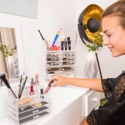 Relaxdays Make-up Organizer Klein - Stapelbaar - Sieradendoosje - Cosmetica - Opbergbox - Wit -Mode Cosmetica Winkel 1200x1200 1351