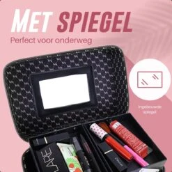 Make Up Koffer En Organizer - Beautycase Met Spiegel - Dames - Cosmetica En Visagie - Zwart -Mode Cosmetica Winkel 1200x1200 1393
