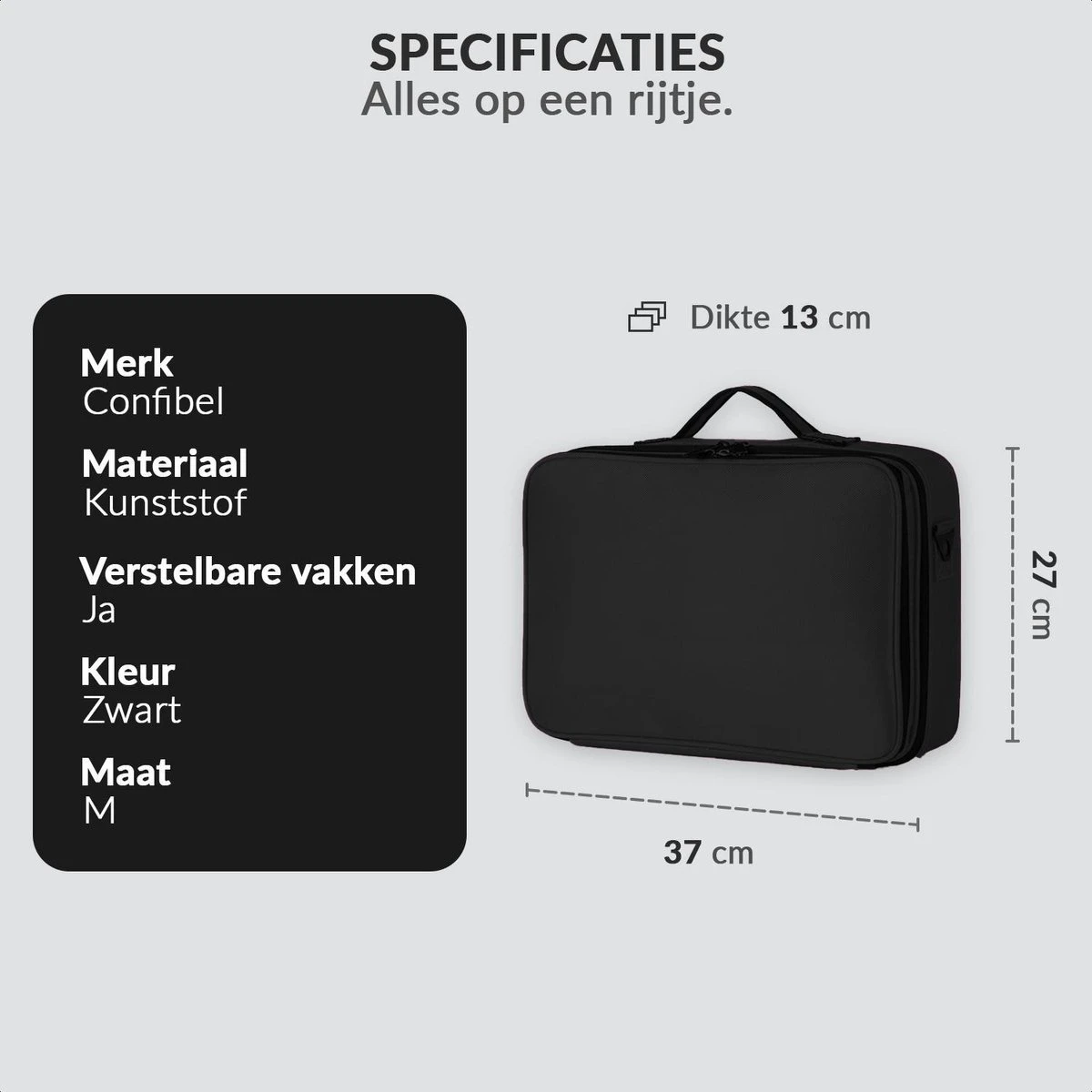 Cosmetica Koffer - Make-up Koffer Met Verstelbare Vakken - Visagie En Nagelstyliste Beauty Koffer - 37x27x13CM 8 Cosmetica Koffer - Make-up Koffer Met Verstelbare Vakken - Visagie En Nagelstyliste Beauty Koffer - 37x27x13CM - Afbeelding 8