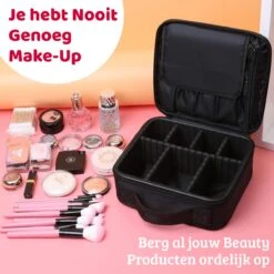 Mmoods Make-up Koffer – Make Up Tas Reizen – Makeup Organizer Verstelbaar -Beautycase Waterdicht – Make-up Tasje Voor Onderweg – Toilettas Voor Cosmetica Zwart -Mode Cosmetica Winkel 1200x1200 1405