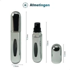 MaxedMore Navulbare Parfumverstuiver 5ml Zilver - 65 Keer Spraybare Parfum Verstuiver - Hervulbaar Tasverstuiver Voor Parfum - Meeneem Mini Geur Flesje Voor Op Reis - Lipstick Formaat Navulbaar Parfumflesje -Mode Cosmetica Winkel 1200x1200 1536