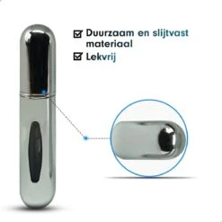 MaxedMore Navulbare Parfumverstuiver 5ml Zilver - 65 Keer Spraybare Parfum Verstuiver - Hervulbaar Tasverstuiver Voor Parfum - Meeneem Mini Geur Flesje Voor Op Reis - Lipstick Formaat Navulbaar Parfumflesje -Mode Cosmetica Winkel 1200x1200 1539