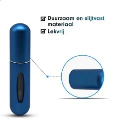 MaxedMore Navulbare Parfumverstuiver 5ml Blauw - 65 Keer Spraybare Parfum Verstuiver - Hervulbaar Tasverstuiver Voor Parfum - Meeneem Mini Geur Flesje Voor Op Reis - Lipstick Formaat Navulbaar Parfumflesje -Mode Cosmetica Winkel 1200x1200 1567