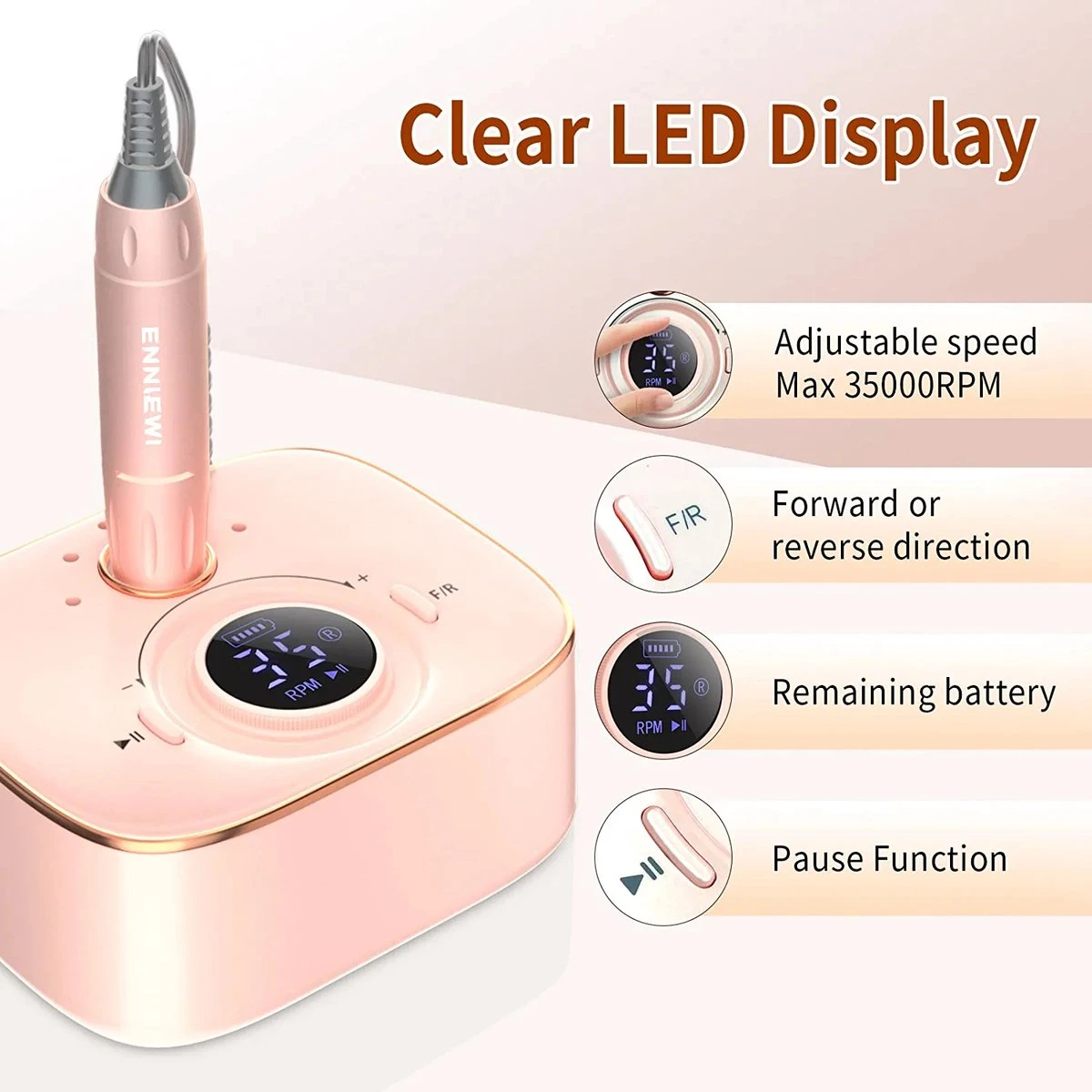 Nagelfrees – Nagelvijl – Elektrische Nagelvijl – Automatische Nagelvijl – Manicure En Pedicure – Nagelsalon - Electric Nail File 6 Nagelfrees – Nagelvijl – Elektrische Nagelvijl – Automatische Nagelvijl – Manicure En Pedicure – Nagelsalon - Electric Nail File - Afbeelding 6