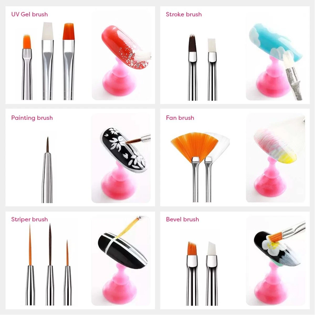 Evvie© Nail Art Kit - Penselen Met Dotting Tools - Strass Steentjes - Rhinestones - Nagel Folie - Diamantjes - Striping Tape – 65-delig 2 Evvie© Nail Art Kit - Penselen Met Dotting Tools - Strass Steentjes - Rhinestones - Nagel Folie - Diamantjes - Striping Tape – 65-delig - Afbeelding 2