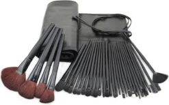 Evvie Professionele Make-up Kwasten In Luxe Etui - Kwastenset - Zwart - 32 Stuks -Mode Cosmetica Winkel 1200x746