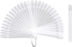 Merkloos 50 Stuks - Nagellak Kleuren Display Waaier- Ovaal - Professionele Nail Art Test Nagels - Nail Swatch Sticks - Met Ring - Nail Art Polish Oefendisplay - Nail Sample Sticks - Nagel Praktijk Kleur Display Nagellak Board - Afgerond - Transparant