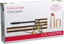 Clarins Glam Attitude Giftset - Supra Volume Mascara 01 Intense Black 8 Ml + Joli Rouge Lippenstift 742 Joli Rouge 1,5 G - Make-up Cadeauset
