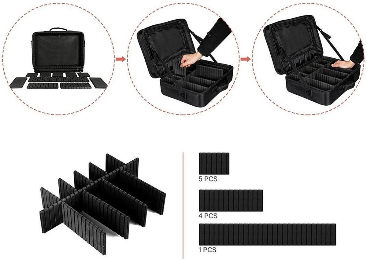 Cosmetica Koffer - Make-up Koffer Met Verstelbare Vakken - Visagie En Nagelstyliste Beauty Koffer - 37x27x13CM 10 Cosmetica Koffer - Make-up Koffer Met Verstelbare Vakken - Visagie En Nagelstyliste Beauty Koffer - 37x27x13CM - Afbeelding 10