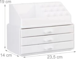 Relaxdays Make-up Organizer Klein - Stapelbaar - Sieradendoosje - Cosmetica - Opbergbox - Wit -Mode Cosmetica Winkel 1200x939 6
