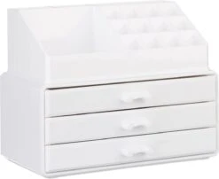 Relaxdays Make-up Organizer Klein - Stapelbaar - Sieradendoosje - Cosmetica - Opbergbox - Wit -Mode Cosmetica Winkel 1200x981 3