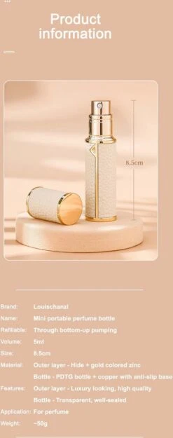 Hervulbare Parfumverstuiver-5ml-Mini Parfumverstuiver-Kleine Spuitfles Voor Parfum-Lege Parfumflesje Voor Op Reis Glasspray Draagbaar Parfumpakket Met Lederen Hoes - Mandarijn Groen -Mode Cosmetica Winkel 474x1200 8