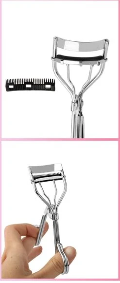 INTER-ESQUE® Wimperkruller - Eyelash Curler + 3x Gratis Extra Siliconen Pad & 3x Extra Kam - Zilver -Mode Cosmetica Winkel 510x1200 4