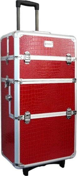 Veronica NAIL-PRODUCTS Aluminium Nagel Trolley 3 In 1 CROCO ROOD, Pedicure, Manicure. Ook Als Sinterklaas Trolley, Trolly, Koffer! -Mode Cosmetica Winkel 529x1200